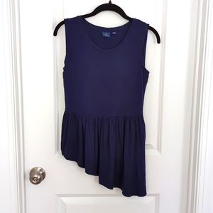 Kari Blue XS Navy Ruffle Hem Top